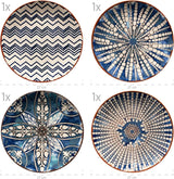 MÄSER 934017 Ibericoblauwe 4-persoons dinerset, 12-delig, Moorse stijl, verschillende vintage ontwerpen in wit en blauw, keramiek