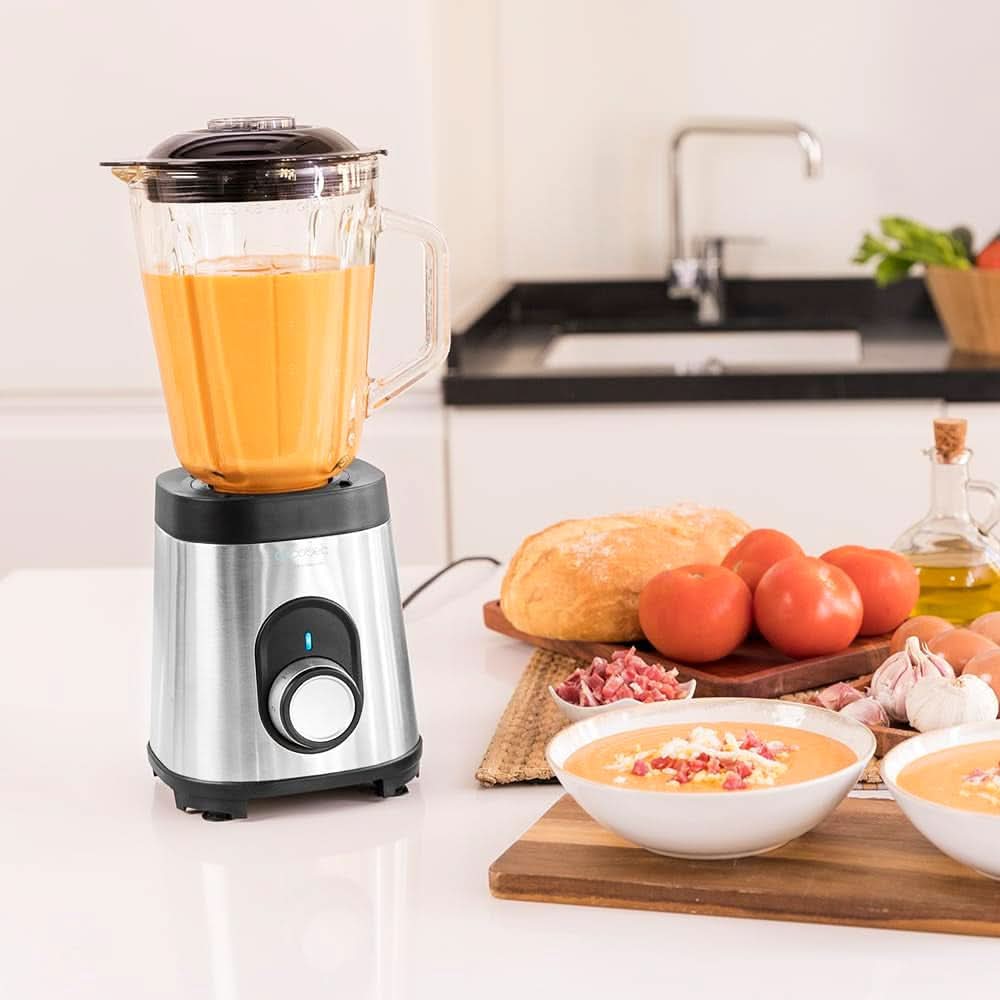 Cecotec Menger Glas Power Schwarz Titan 1000 INOX. 1000 W, Edelstahlgehäuse, 6-Blatt-Blatt Mit Schwarzer Titanbeschichtung, 1,5-L-Glaskrug, 5 Geschwindigkeiten [Energieeffizienzklasse a +] Keuken Naty Shop