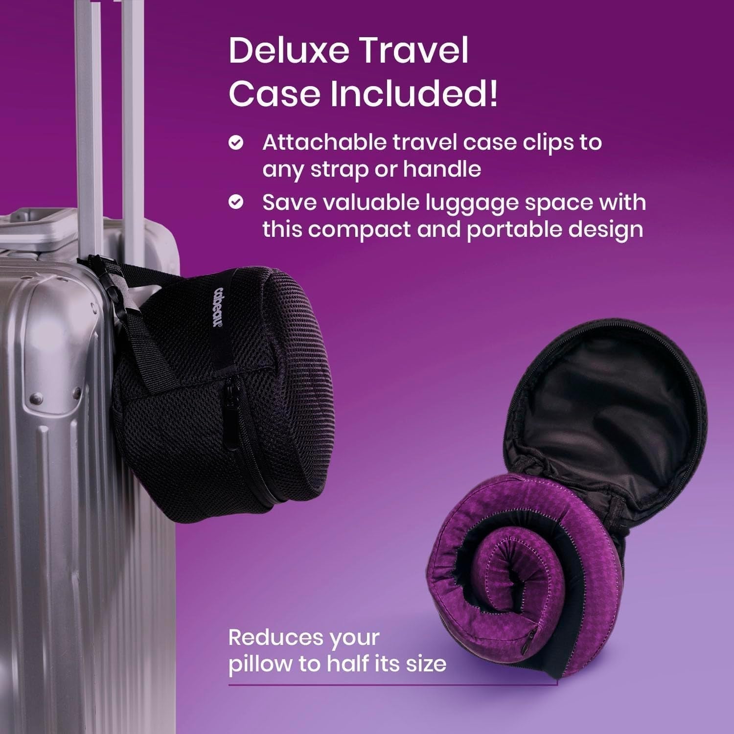 Cabeau Long Flight Travel Nekkussen - Evolution Cool - Ondersteunend Memory Foam met ventilatieopeningen - Compact met draagtas (paars) Naty Shop Reiskussens
