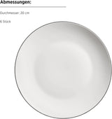 MÄSER Felise serie, elegant koffieservies voor 6 personen, tijdloos, zwarte rand, porselein, wit