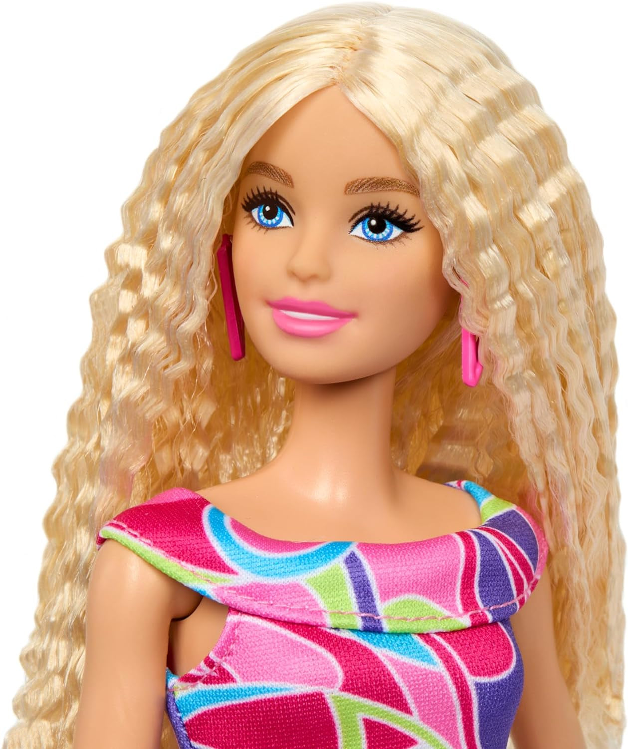 Barbie Fashionistas #223 pop met golvend blond haar, jurk en accessoires geïnspireerd door Totally Hair, 65-jarig jubileum verzamelbare modepop, HRH20