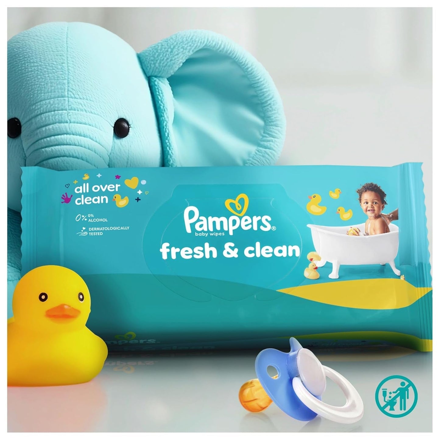 Pampers Fresh Clean vochtige doekjes, 15 verpakkingen van 80 doekjes, totaal 1200 doekjes, lichte geur, ook geschikt voor handen en gezicht