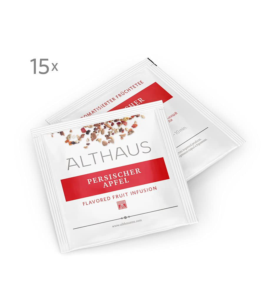 Althaus Thee PERZISCHE APPEL ⋅ Vruchtenthee in piramidevormige zakjes PYRA PACK ⋅ Vruchtenthee op smaak gebracht met appelsmaak ⋅ 15 X 2,75G