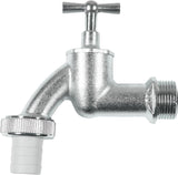 Gehoornde kraan - 20,95 mm (1/2 inch) buitendraad - Inclusief slangaansluiting - Hoogwaardig messing - Ideaal als buitenkraan / regentonkraan / kraan / afsluitklep / FLOR92590