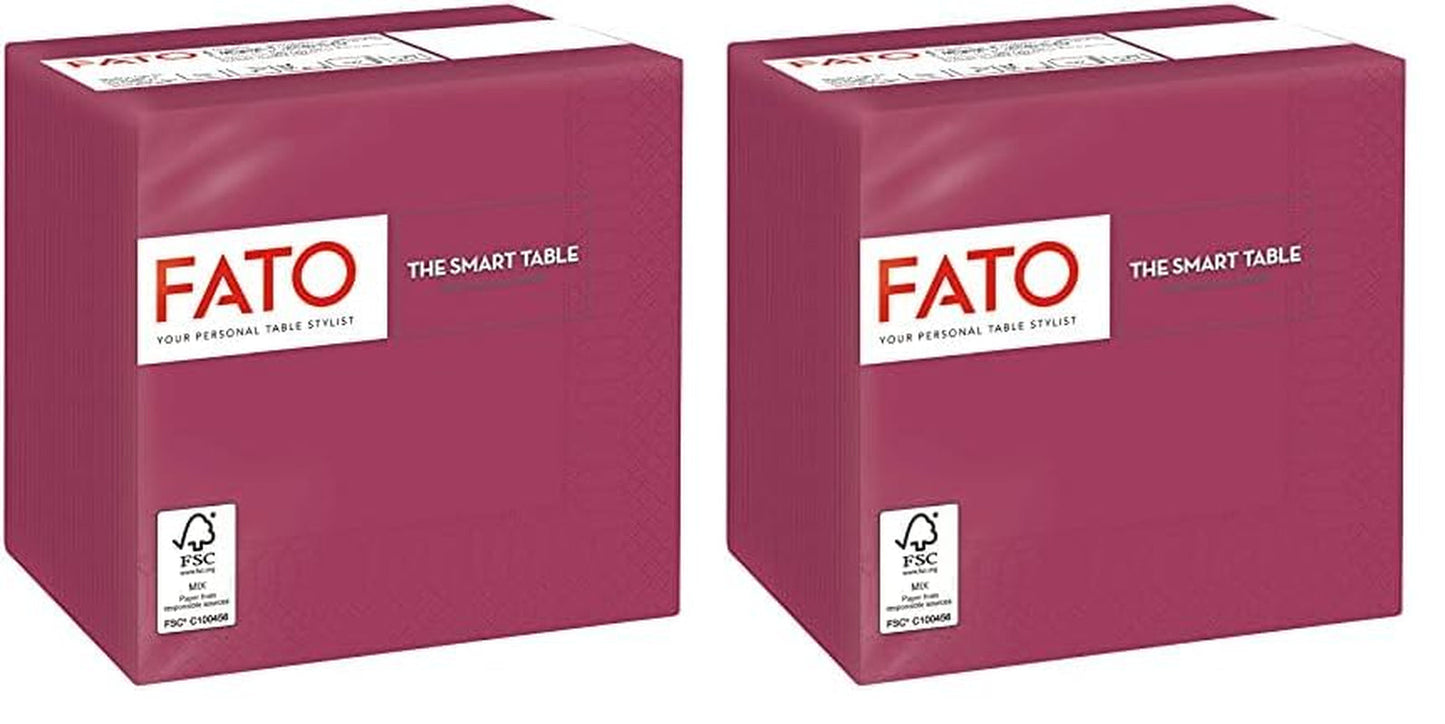 - Papieren wegwerpservetten, ideaal voor hapjes en cocktails, verpakking van 100 servetten, maat 24X24, 4-laags, 2-laags, bordeauxkleur, 100% puur cellulosepapier, Fsc-gecertificeerd