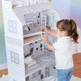 Teamson Kids Olivia's Little World gigantisch poppenhuis met meubels en accessoires, houten poppenhuis, 3-laags speelset voor poppen van 30 cm, vanaf 3 jaar