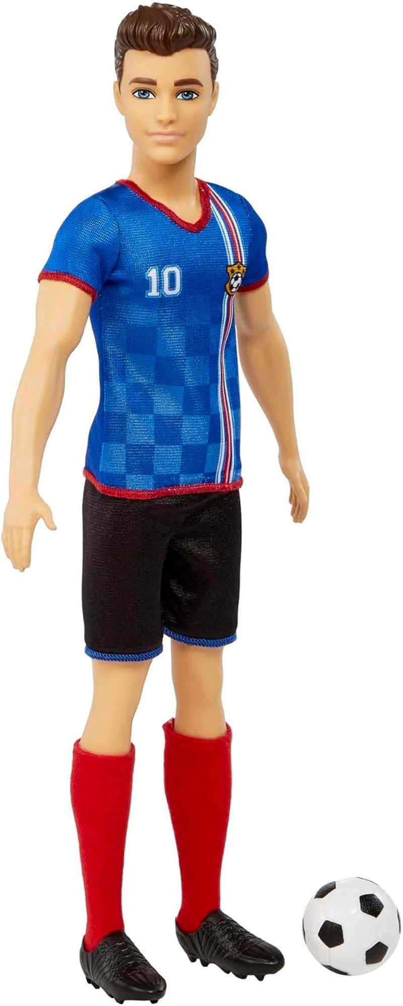 Barbie Je kunt alles zijn Serie Ken-pop Voetballer Bruin haar Ken-pop Blauw T-shirt Voetbal 1X Ken Voetballer-pop Kindercadeau 3 jaar oud Speelgoed Hcn15 Naty Shop-poppen