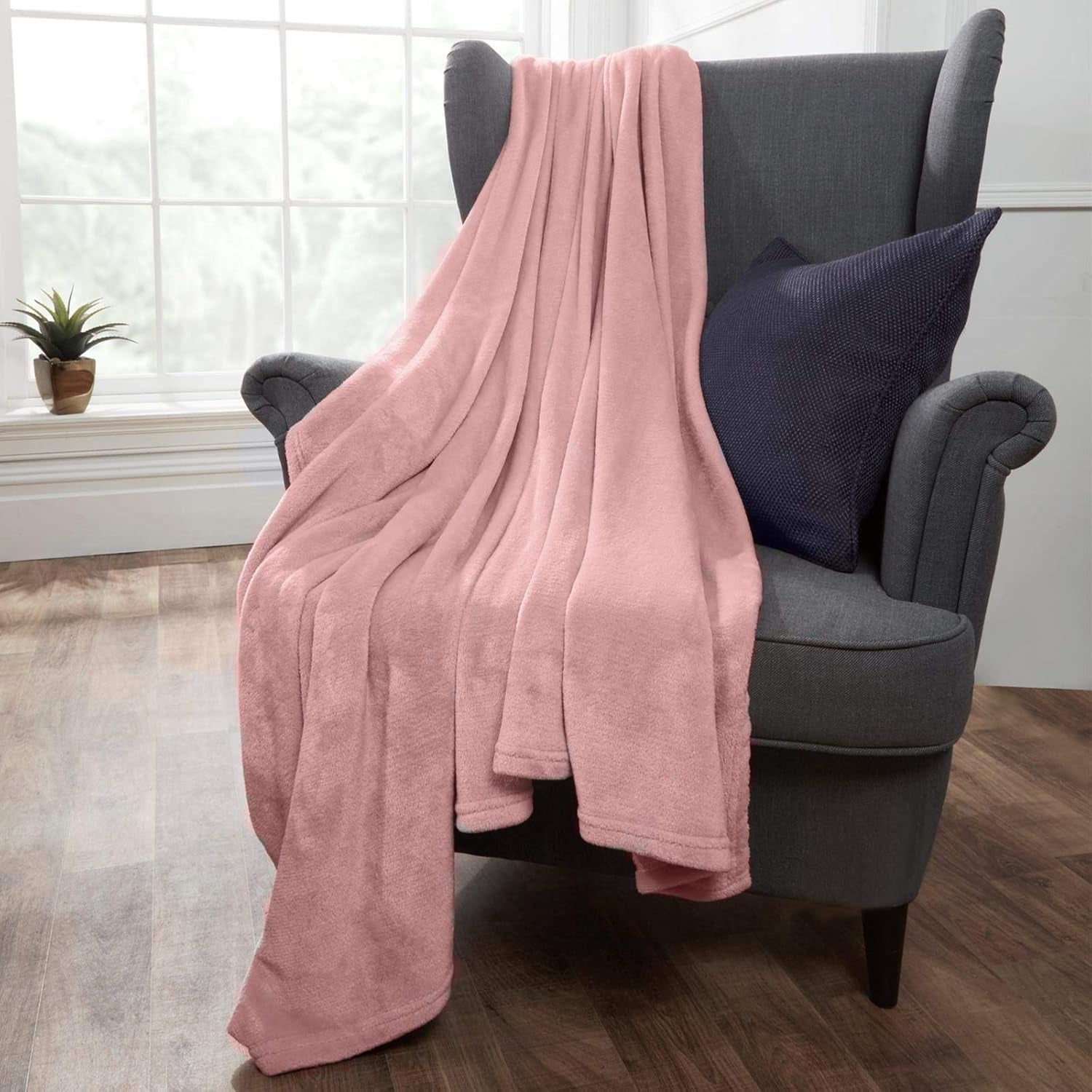 Brentford's flanellen fleece deken, extra zacht, groot, pluizig, warm, slaapkamersprei, eenpersoonsbed, bank, bank, blozen roze - 120 x 150 cm bedden en dekens Beuche den Brentfords-Store