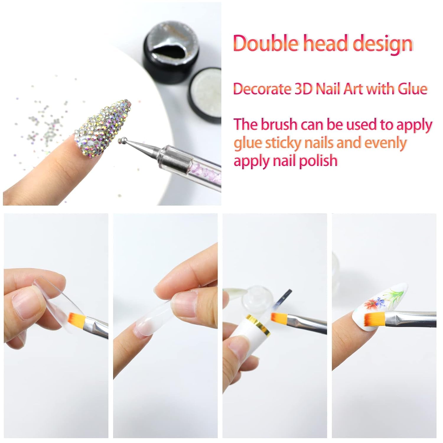 Sulularpek 5 Stück Nagel Pinsel, Nageldesign Pinsel, Dotting Tool, Nail Art Liner Pinsel, Nagelverlängerung Gelpinsel, Nagelbürste Für Punktierungen, Zeichnen, Für DIY Nail Art Design