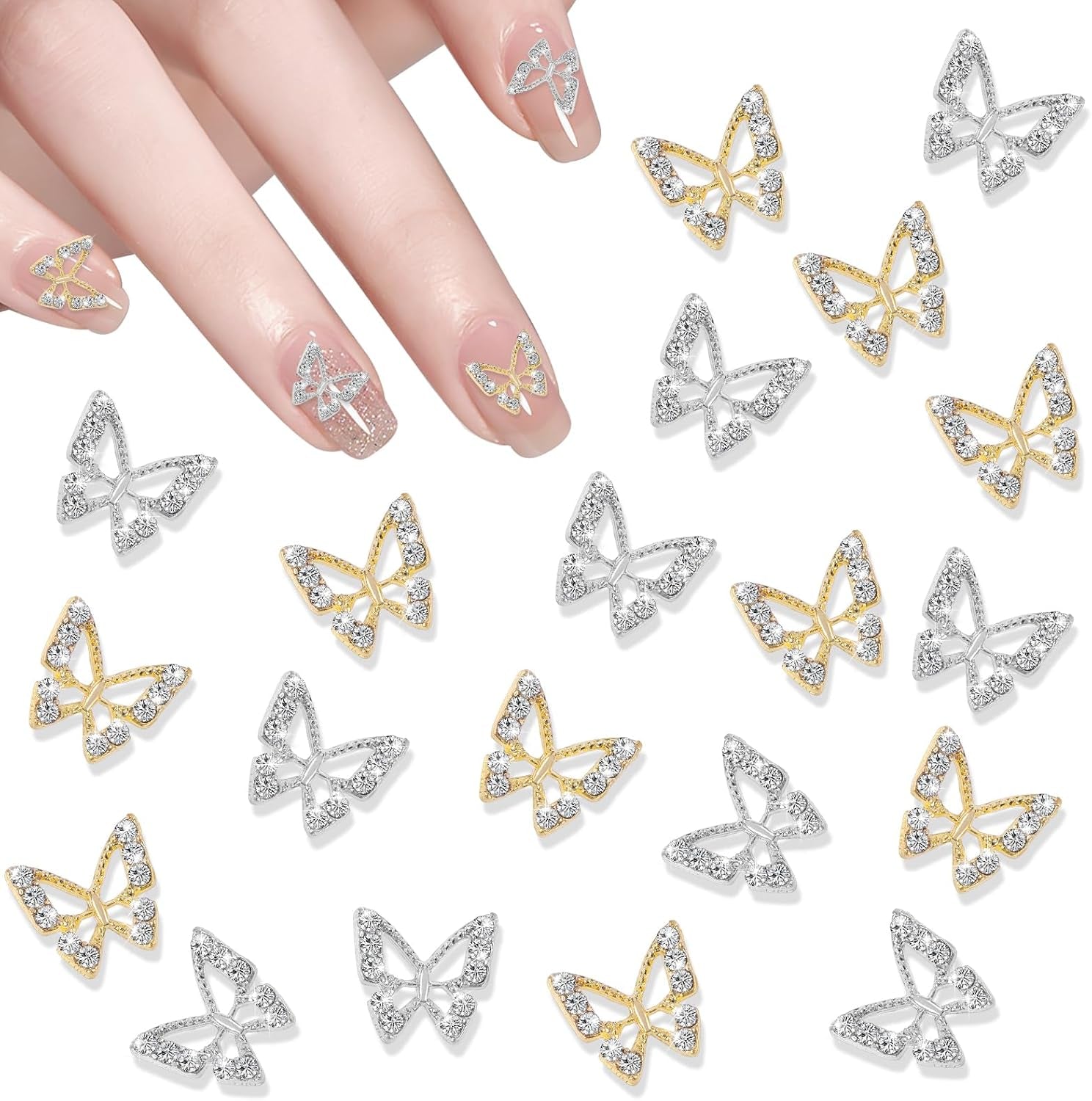 20 stuks glitter vlinder nagelbedels, nail art strass steentjes, nagelstenen, vlinder nail art, strass steentjes, Valentijnsdag nagelbedels, doe-het-zelf mobiele telefoon hoesje decoratie