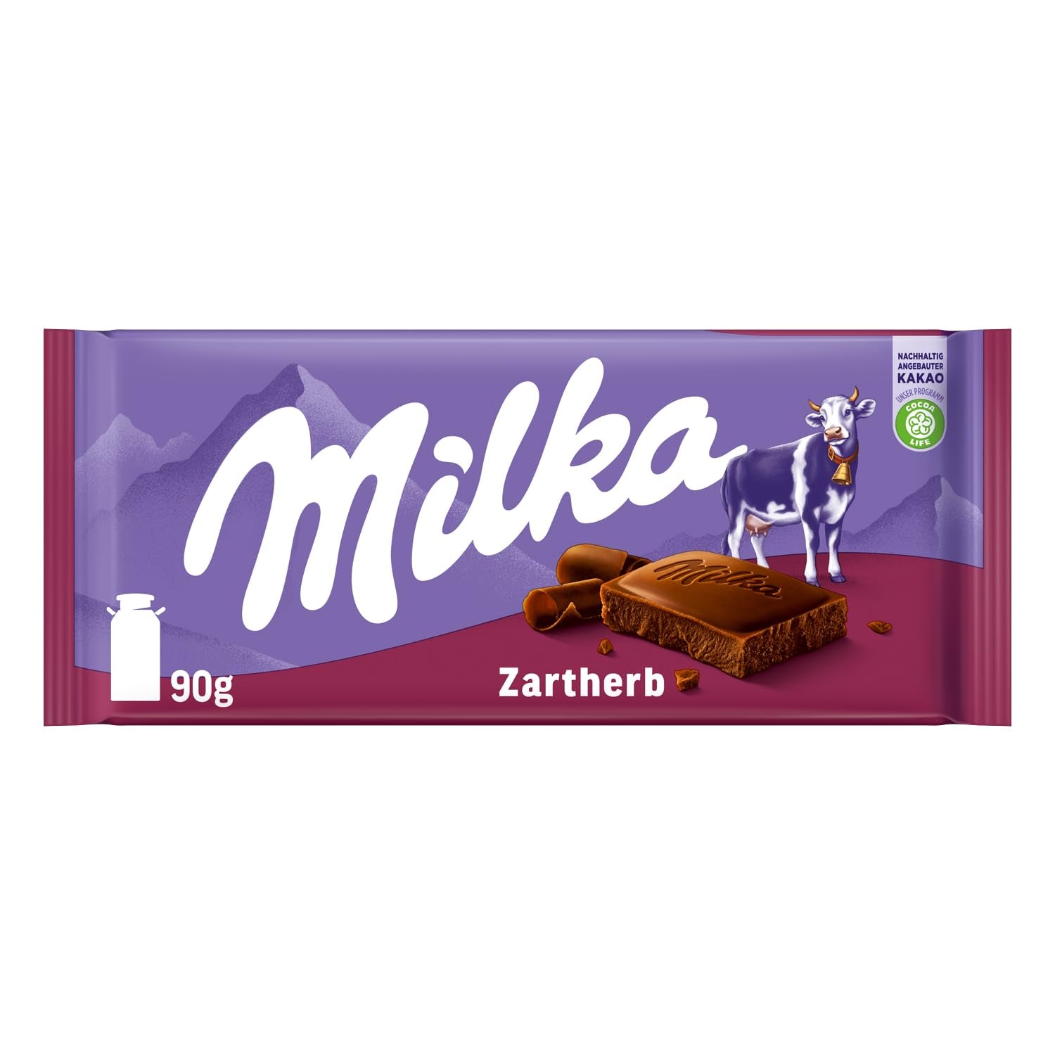Milka Zartherb - pure pure melkchocolade met een delicaat vleugje cacao in een multipack - 25 x 90g