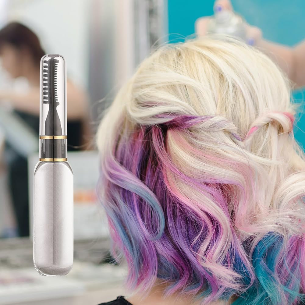 Haarverfstick - Tijdelijke haarkleurkrijt Niet-giftige wasbare kam voor meisjes Haarmascara Haarkleurset Wit Naty Shop Haarverf