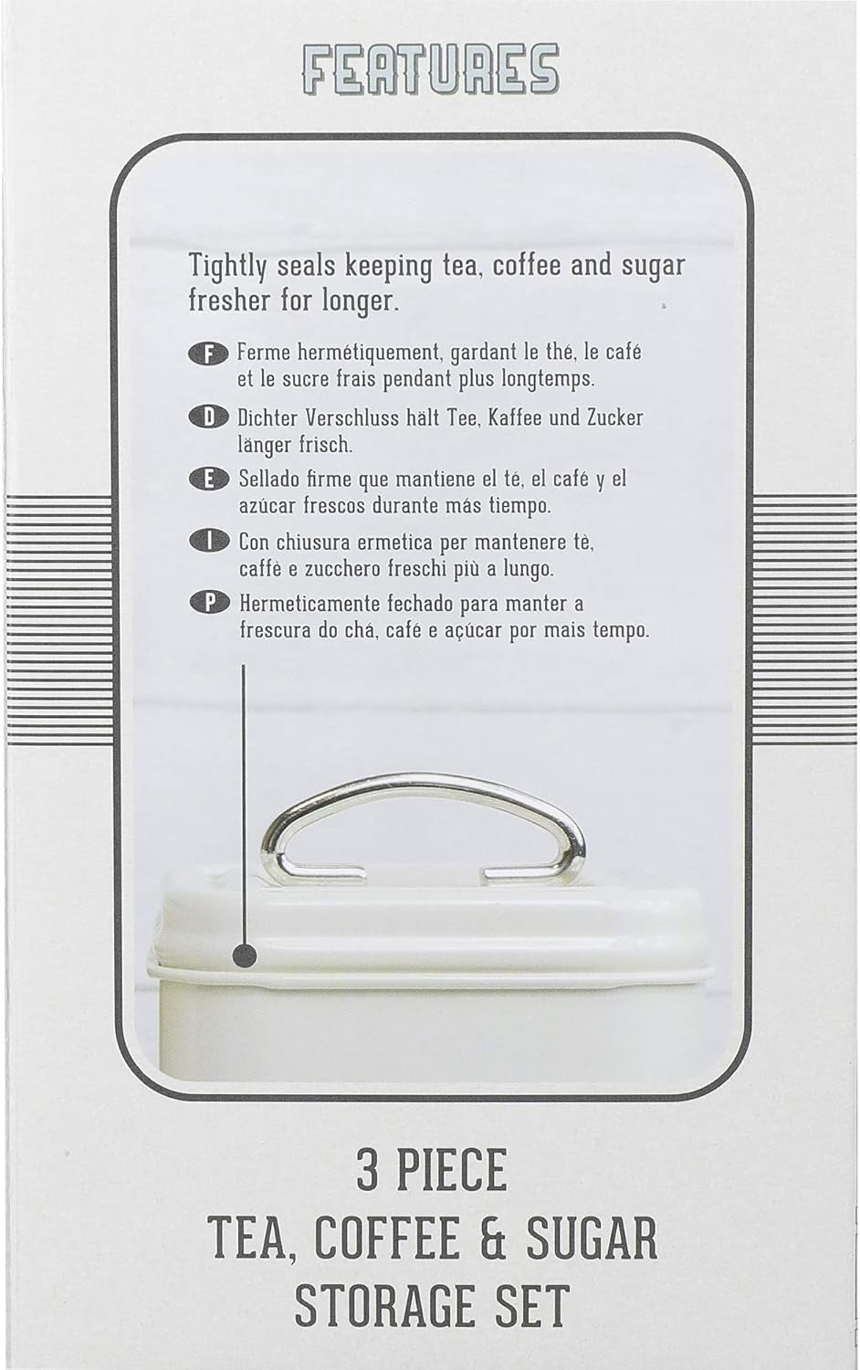 KitchenCraft Living Nostalgia set van 3 voorraadpotten voor thee, suiker en koffie in geschenkdoos, staal, antiek crème, 11 cm x 11 cm x 17 cm, vintage blauwe voedselbewaardozen Naty Shop
