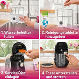 Bosch Tassimo Happy Friendly TAS107E Capsule-espressomachine, 70+ dranken, geschikt voor alle kopjes, auto-stop, duurzaam, perfecte dosering, ruimtebesparend, 1400W, crème/zwart