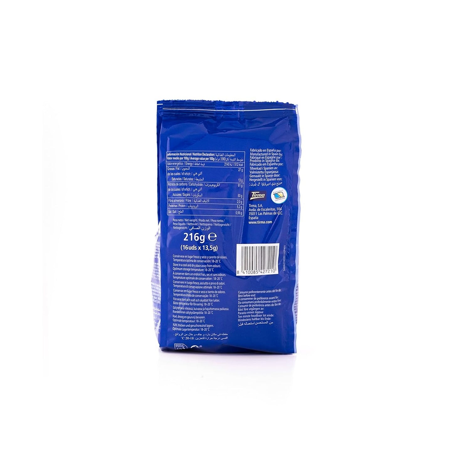 Tirma Mini Wafeltjes Witte Chocolade | (16 stuks x 13,5 g), 216 g | Fijne crèmevulling | Niet-GMO | Geschikt voor vegetariërs | Individueel verpakt | Verpakt tussendoortje