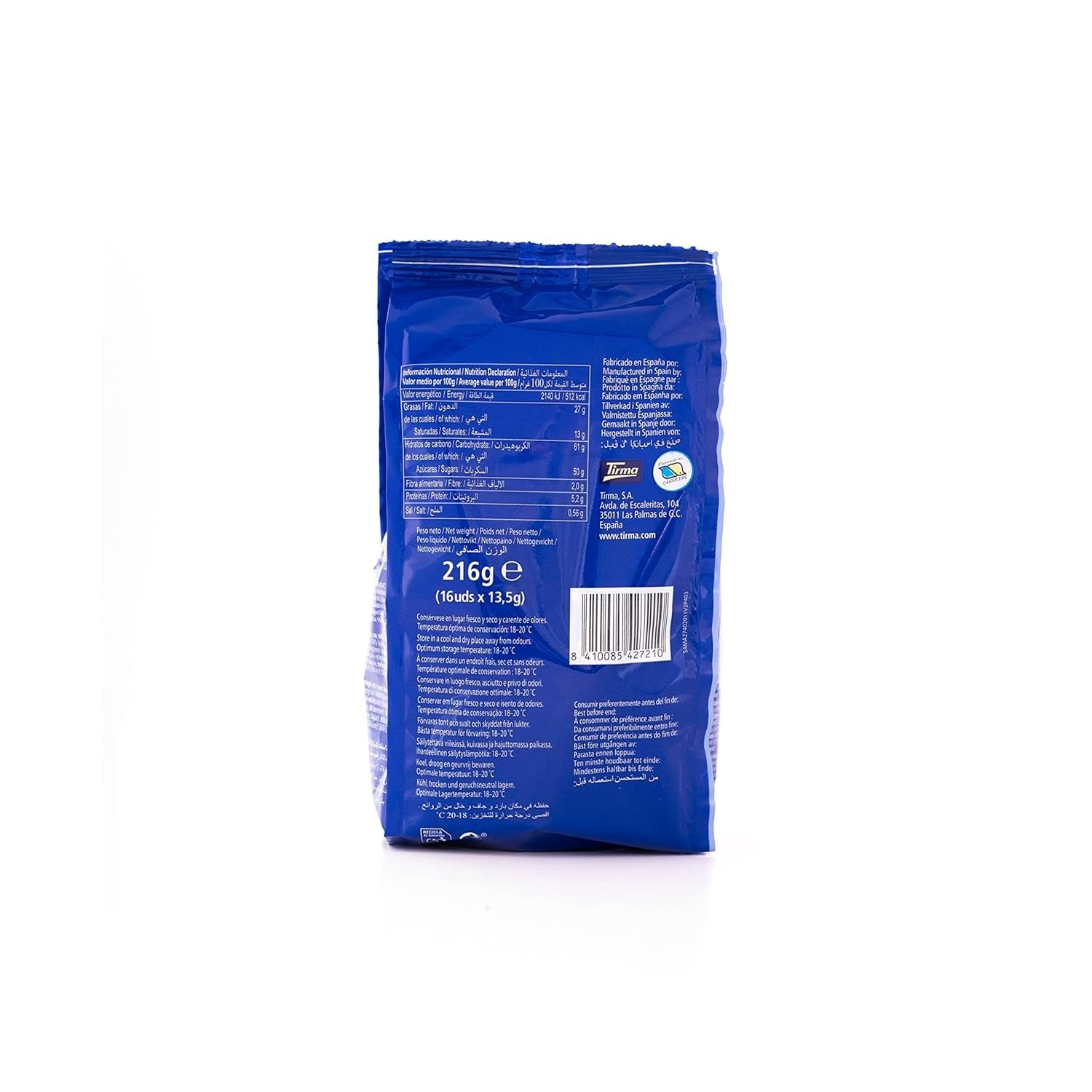 Tirma Mini Wafeltjes Witte Chocolade | (16 stuks x 13,5 g), 216 g | Fijne crèmevulling | Niet-GMO | Geschikt voor vegetariërs | Individueel verpakt | Verpakt tussendoortje