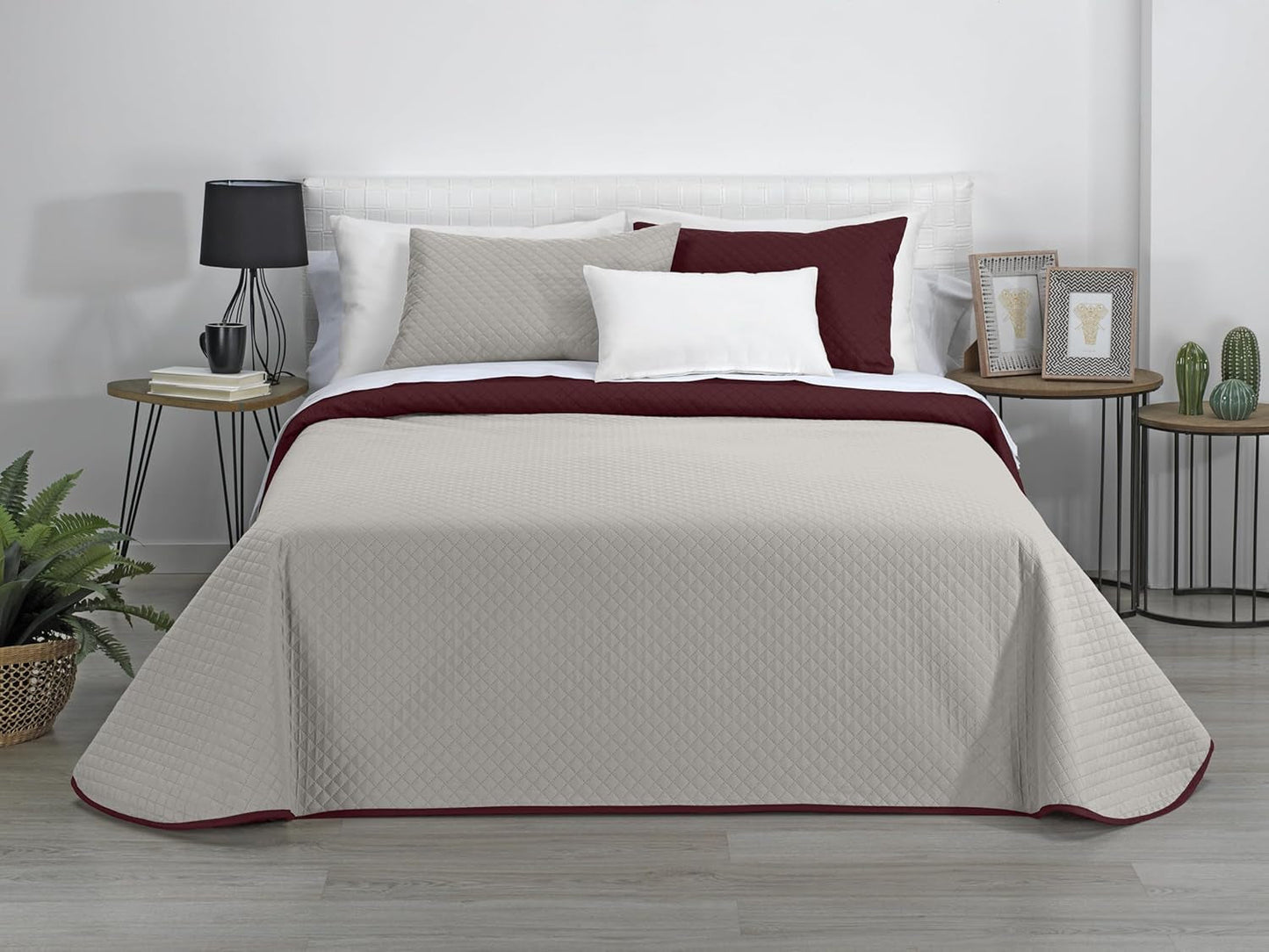 Estoralis | AVA | Omkeerbare boetiekquilt | Voor alle seizoenen | Kleur - Rood/Beige | Voor bed van 120/135 cm. bed. (230 X 270 Cm. Ancho X Alto) | Gewatteerde quilt Quilts en quilts Naty Shop Standaard titel