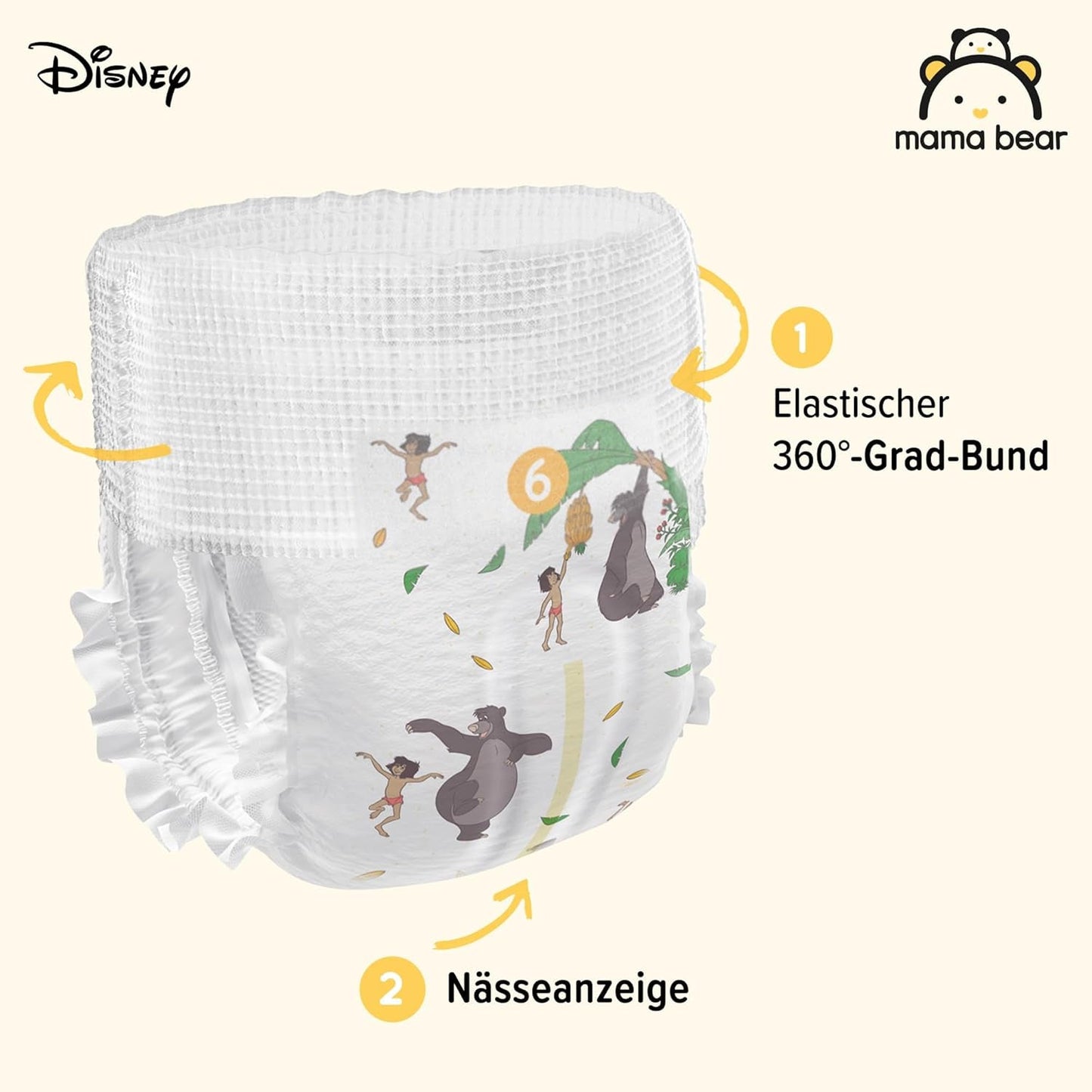 Amazon-merk: Mama Bear Disney maat 6 (15+ kg) - maandverpakking, wit, 120 stuks (2 verpakkingen van 60)