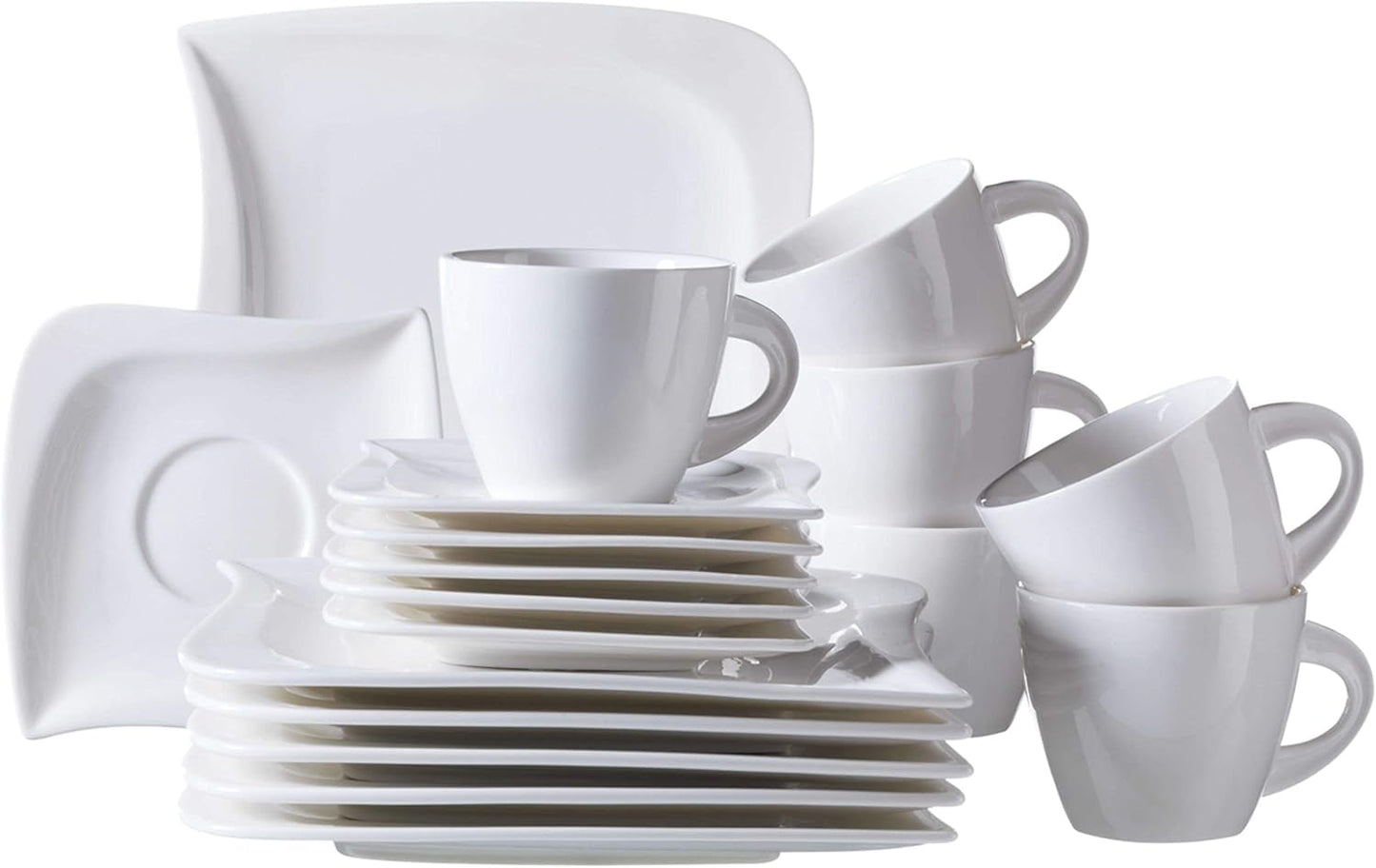 Verso de Mäser, La Musica-serie, 18-delig koffieservies, 6-persoons porseleinen serviesset, 921172, wit