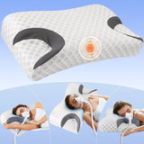 Hydomi Antirimpelkussen 2-in-1 Anti-verouderingsschoonheidskussen Orthopedisch neksteunkussen Nek- en schouderpijn Memory Foam Kussen om uw hoofd recht te houden Cervicale orthopedische kussens Naty Shop Wit