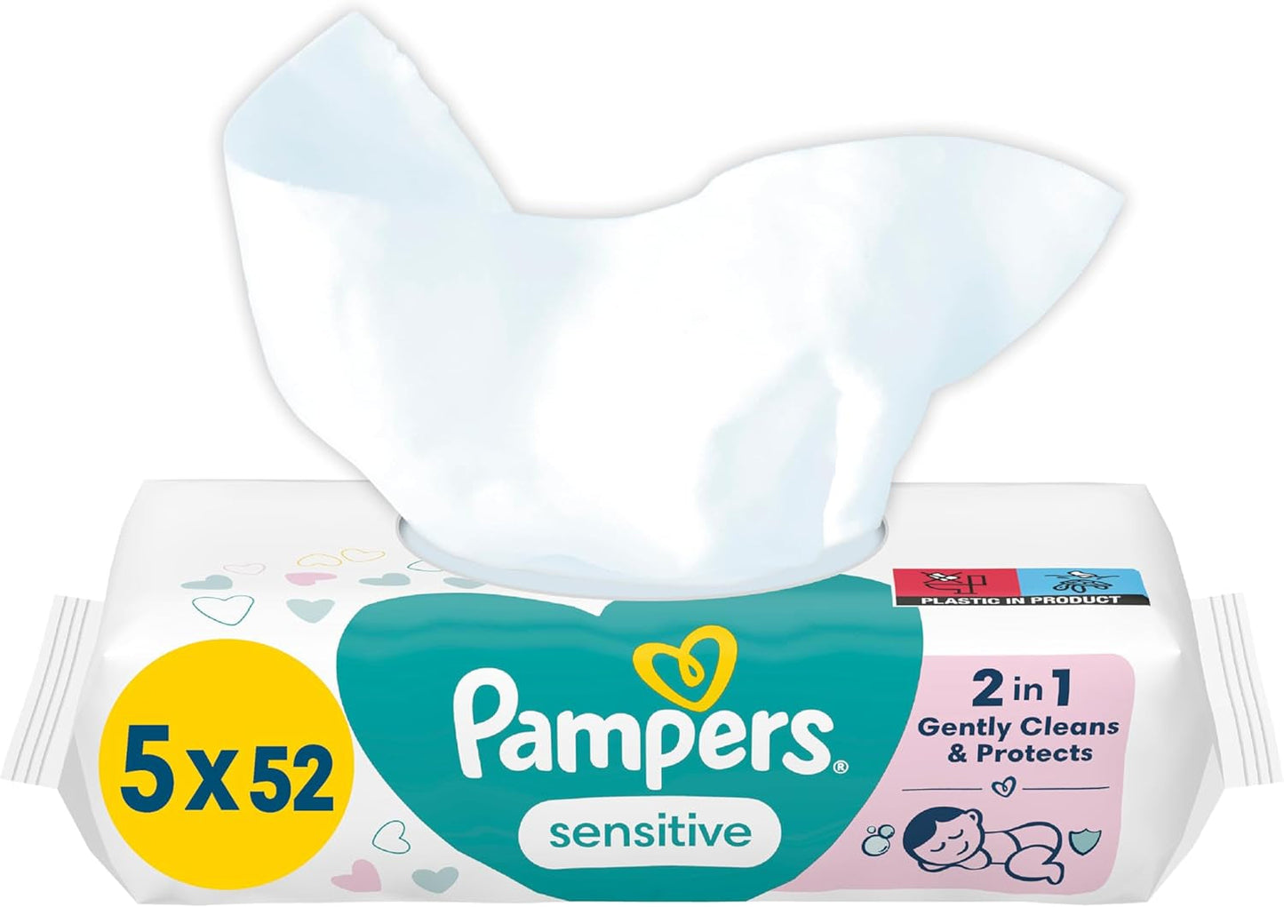 Pampers Sensitive babydoekjes, 15 stuks van 80 doekjes, 1200 babydoekjes, 2-in-1 zachte reiniging en huidbescherming