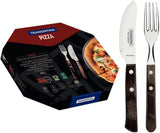 Tramontina PIZZA Besteck, 8-delige set, voor 4 personen, Rostfreier Edelstahl, Fsc-Zertifizierte Holzgriffe, Spülmaschinenfest Kitchen Naty Shop