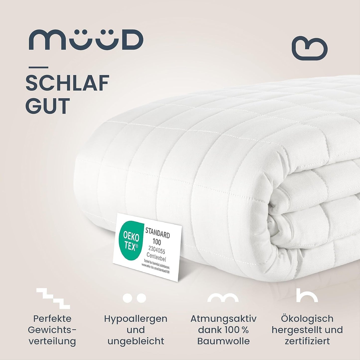 Therapeutische deken van 7 kg I 135X200Cm I Voor een goede nachtrust I Hoogwaardige verzwaringsdeken van ademend katoen I Stressverlichtend en therapeutisch - Inclusief verpakkingsdoos met draaggreep Bedden en dekens Besuche den mÃ¼Ã¼d-Store