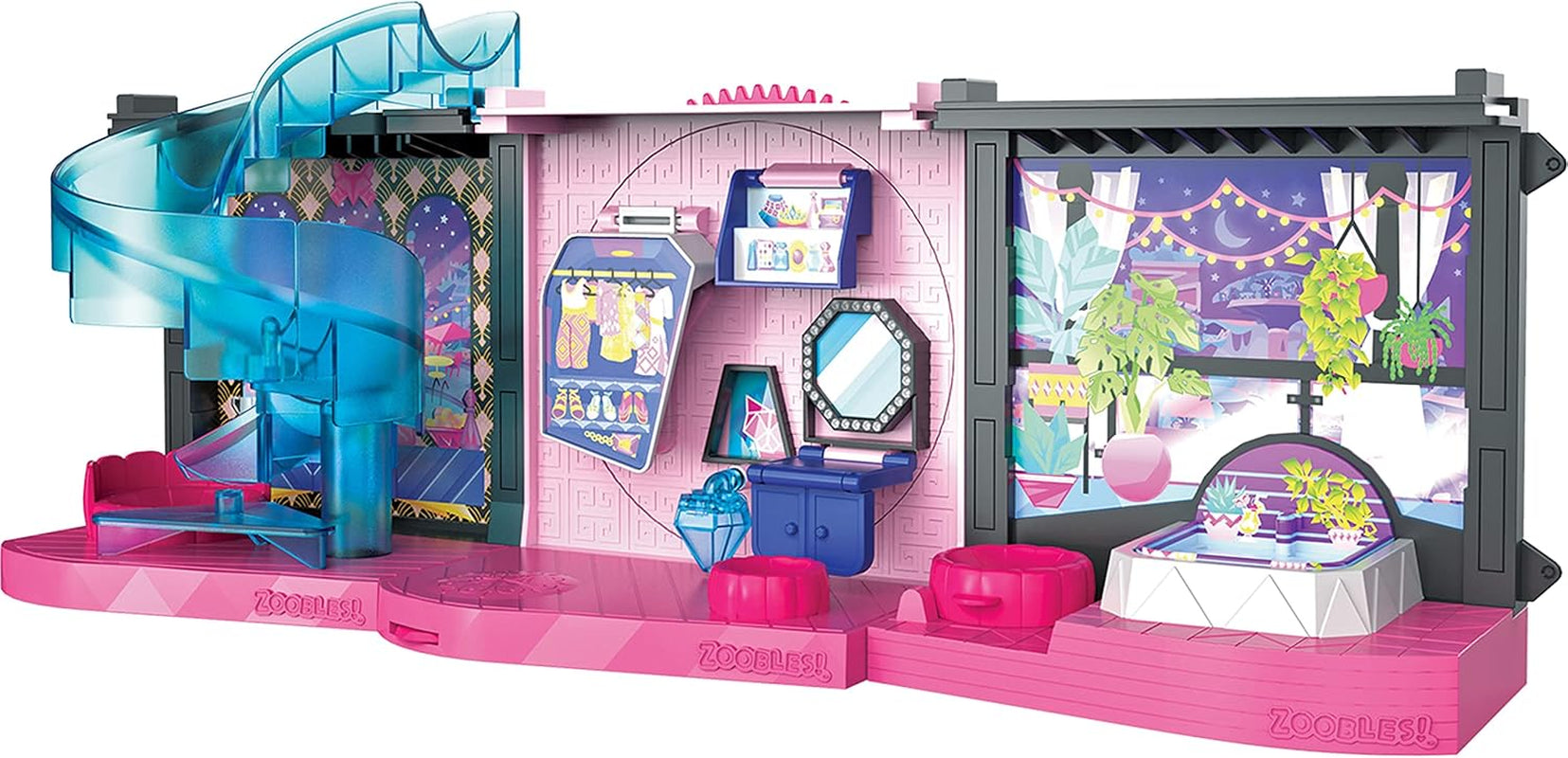 Zoobles Magic Mansion Transformeerbaar droomhuis met 6 kamers, glijbaan en accessoires