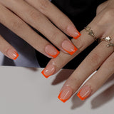 Korte Franse tip nepnagels - 30 stuks zwarte nagels om op korte vierkante nagels te lijmen, Franse tip nepnagels met lijm, vierkante kunstnagels set voor dames