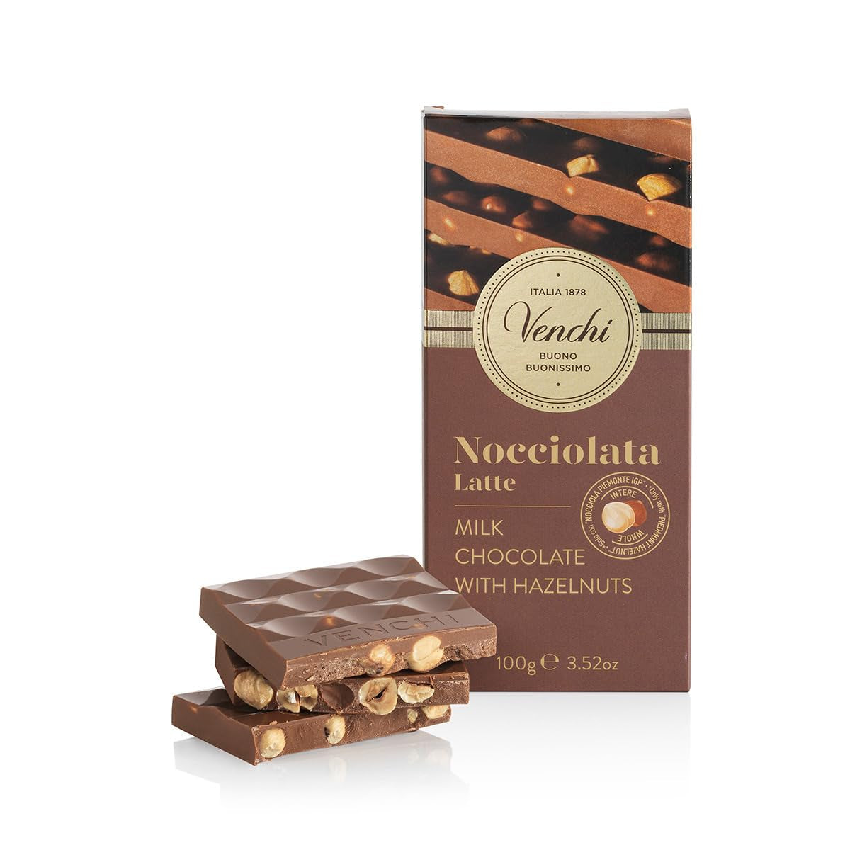 Venchi - Gezouten hazelnootreep, gezouten hazelnoten, amandelen en pistachenoten, 95 g, met "Piemonte-hazelnoten", glutenvrij, zonder kunstmatige kleurstoffen en zonder conserveermiddelen