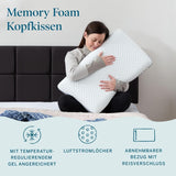 LUCID memory foam kussen met gel 40x60 cm - ademend - verkoelend effect - wasbare hoes - Oeko-Tex gecertificeerd kussen, wit