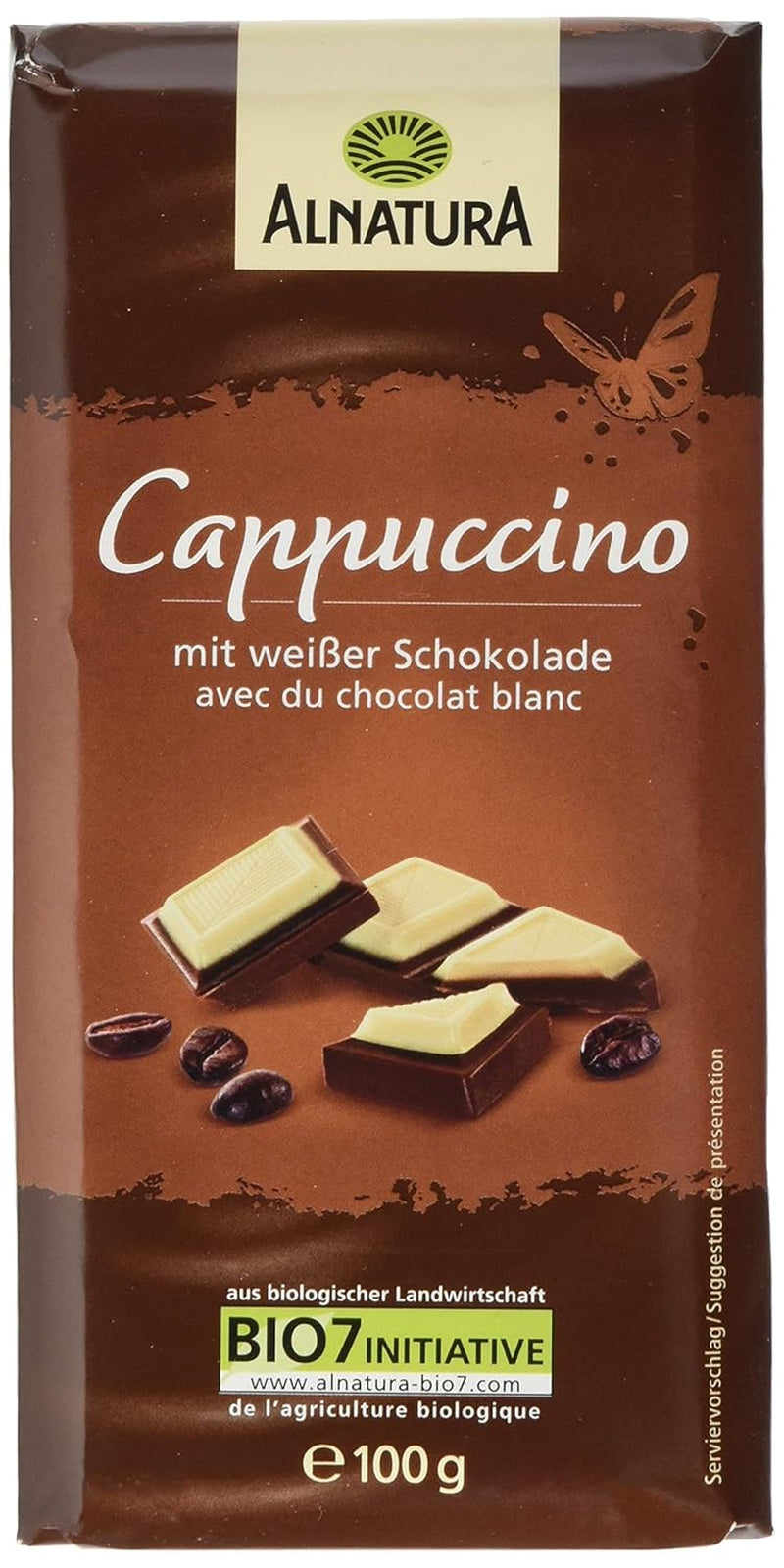 Biologische chocolade gevuld met cappuccino, 100g