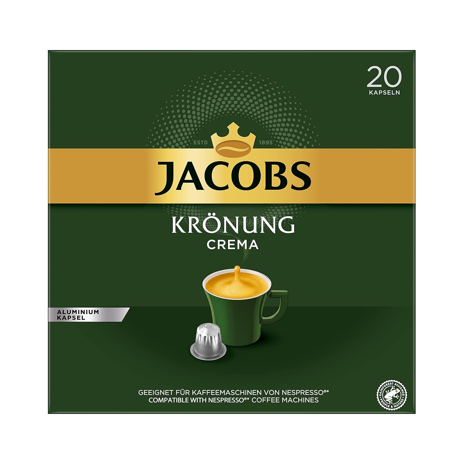 Kaffeekapseln Lungo Classico, Intensität 6 van 12, 10 x 20 Getränke & Kaffeekapseln Krönung Crema, 200 Nespresso compatibele Kapseln, 10er Pack, 10 x 20 Getränke, 1040 g