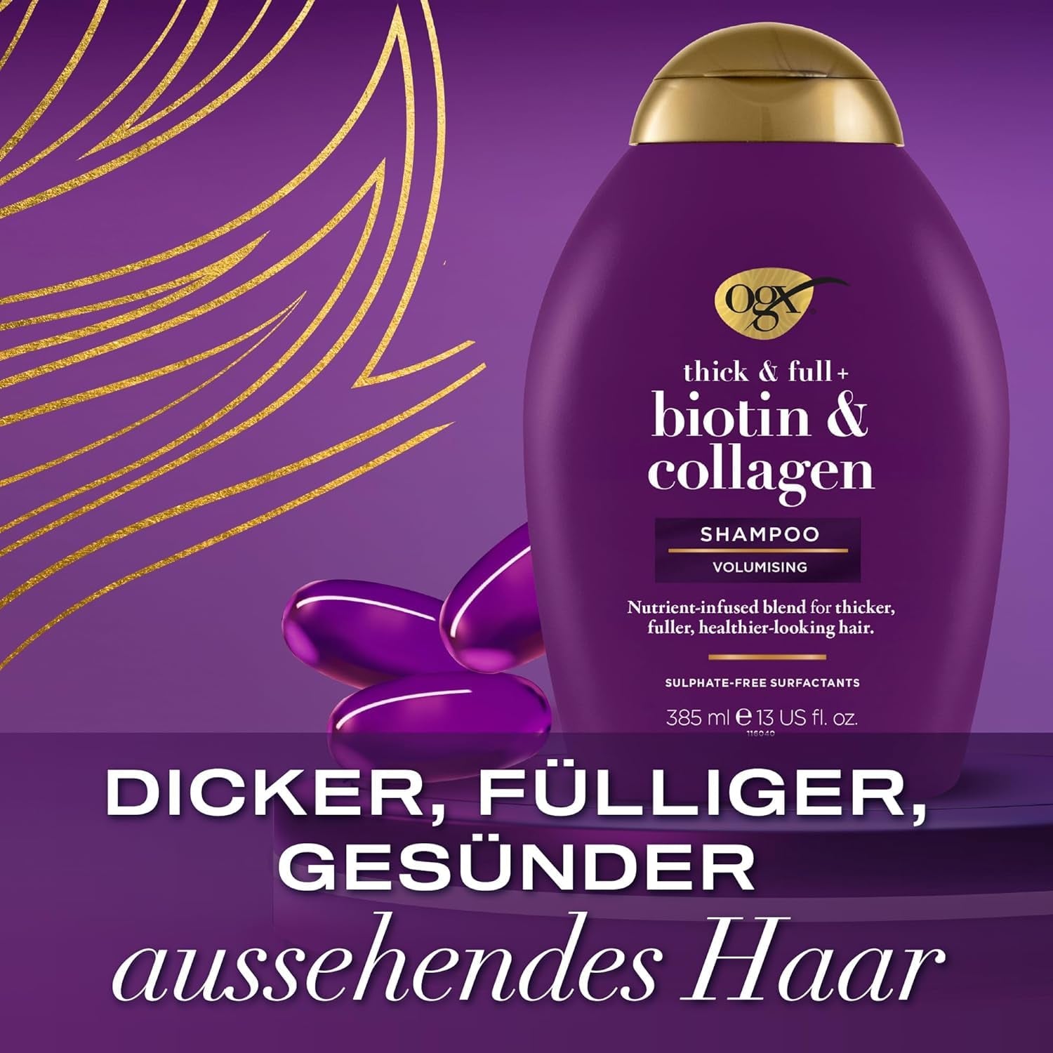 OGX Biotine & Collageen Shampoo (385 Ml), Haarversterkende shampoo voor fijn en dun haar OGX Douche en bad