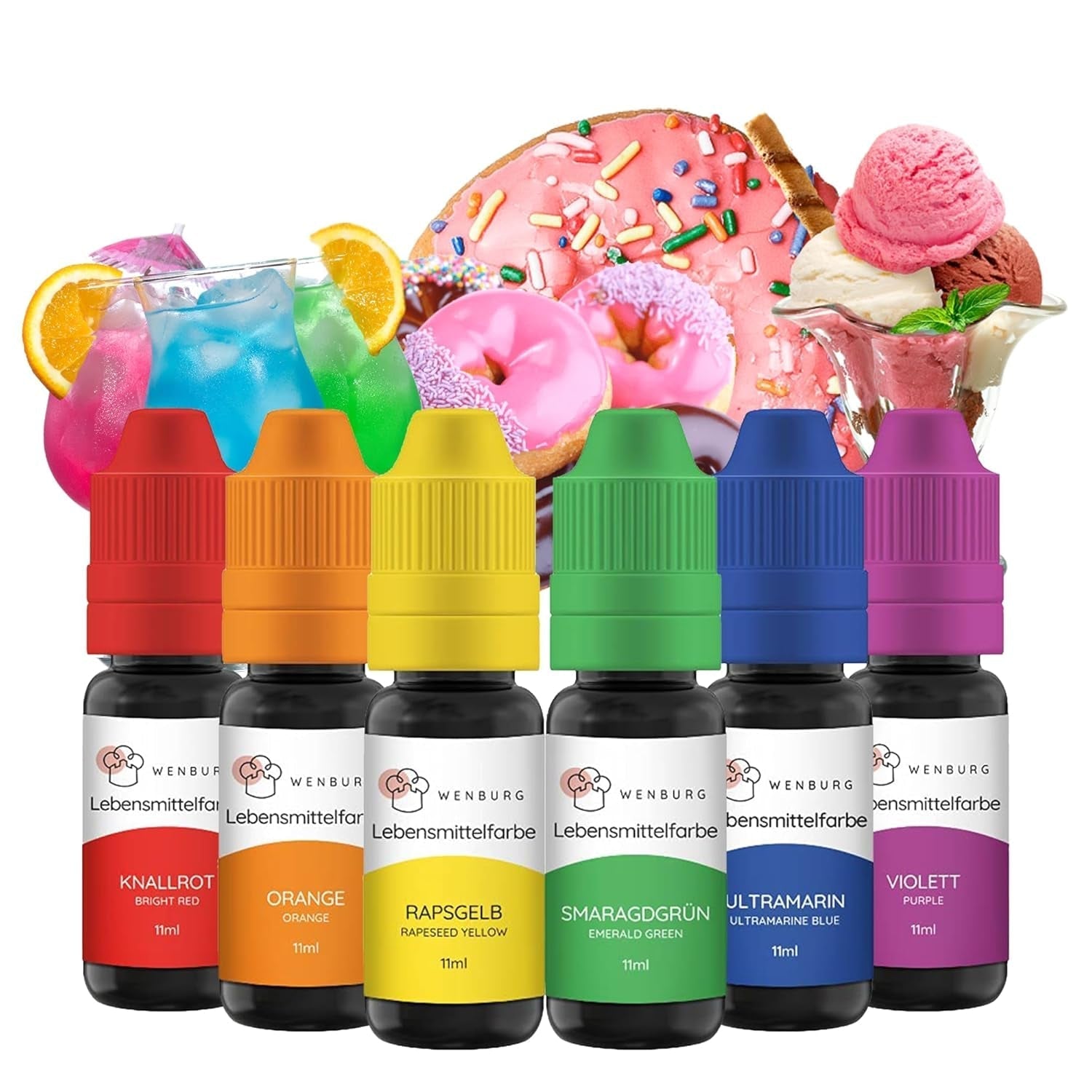 Wenburg voedingskleurstof, glitter, 11 ml, geconcentreerd, gemaakt in EU, vloeibaar. Voor het kleuren van deeg, drankjes, smaken, slijm - Goudglitter Voedselkleuring - Goudtaartkleuring - Goudglitter