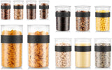 BODUM PRESSO voorraadpotten, kunststof, zwart, 4 x 0,25 l, 3 x 0,6 l, 3 x 1 l, 2 x 2 l Naty Shop voedselbewaardozen Zwart 4 X 0,25 L, 3 X 0,6 L, 3 X 1,0 L, 2 X 2,0 L