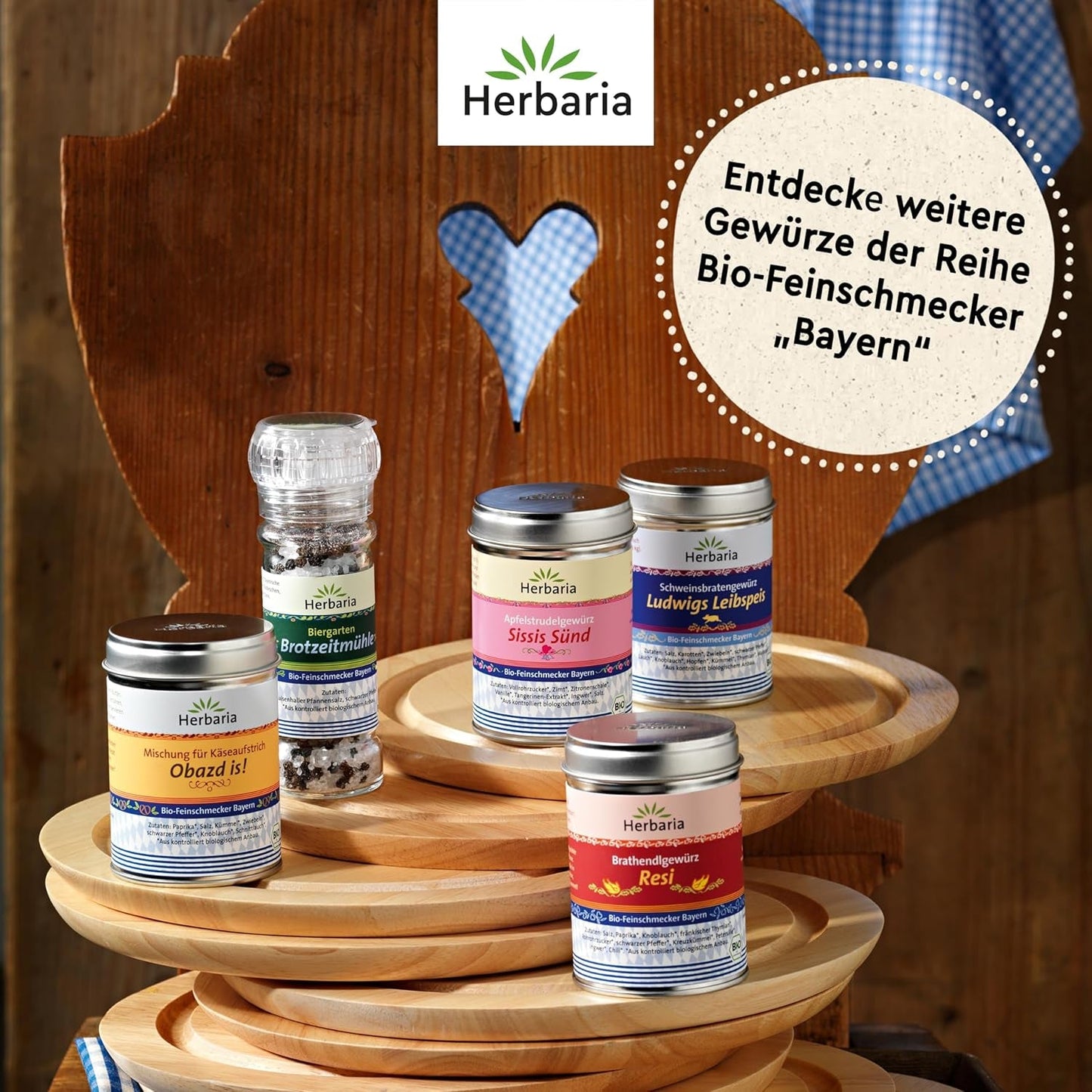 Herbaria Obazd wel! bio 90g M-Dose – Bio-Gewürzmischung bayerischen Biergartenklassiker Obazda – voor Brotaufstriche, Käsegerichte, Käsefondue – Raclette Gewürz - in nachhaltiger Aromaschutz-Dose