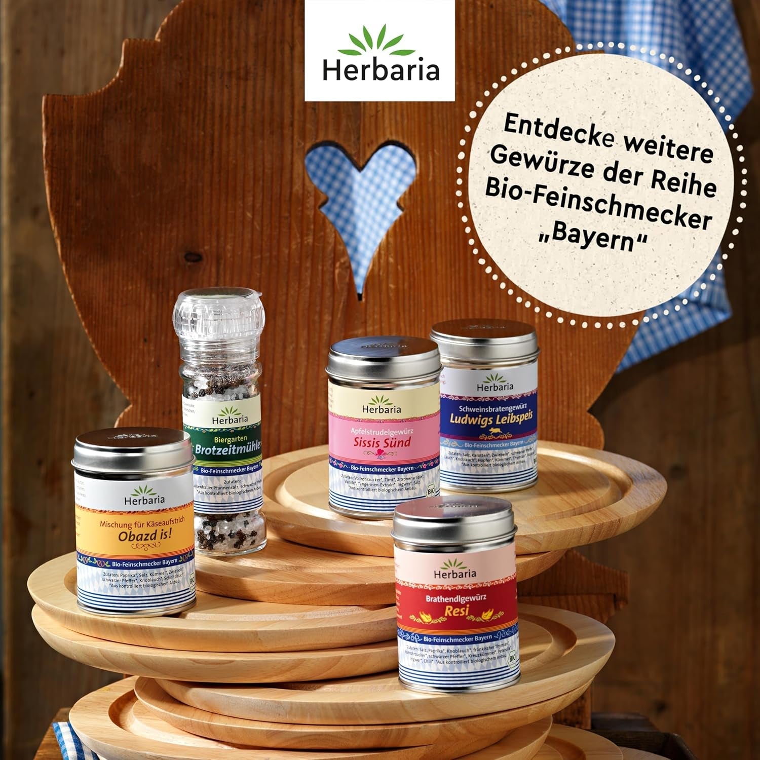 Herbaria Obazd wel! bio 90g M-Dose – Bio-Gewürzmischung bayerischen Biergartenklassiker Obazda – voor Brotaufstriche, Käsegerichte, Käsefondue – Raclette Gewürz - in nachhaltiger Aromaschutz-Dose