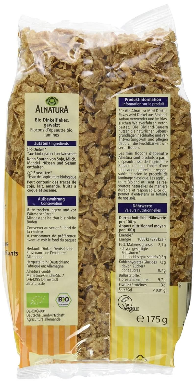 Mini Speltvlokken - Biologische kwaliteit - Ongezoet, knapperig - Ontbijt, 175 gram Granen Naty Shop