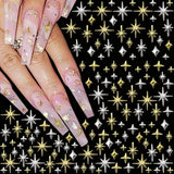 120 stuks Goud-Zilveren Ster Nagelbedels Ster Y2K Nagels Metalen Ster Nagelbedels Gemengde Maten Nagelschroeven Ster Nagelontwerp Nagelkunst 3D Sterbedels Nageldecoratie Nagelbedels Nagelaccessoires