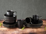 CreaTable, 22699, Industrial Gold BLACK-serie, 16-delige serviesset voor 4 personen, porseleinen combiservies, vaatwasmachine- en magnetronbestendig, hoogwaardige productie
