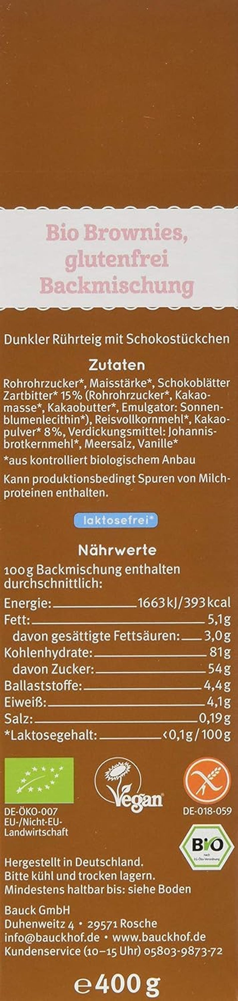 Brownies Glutenvrij, 3Er-pakket (3 X 400 G) - Bio Naty Shop