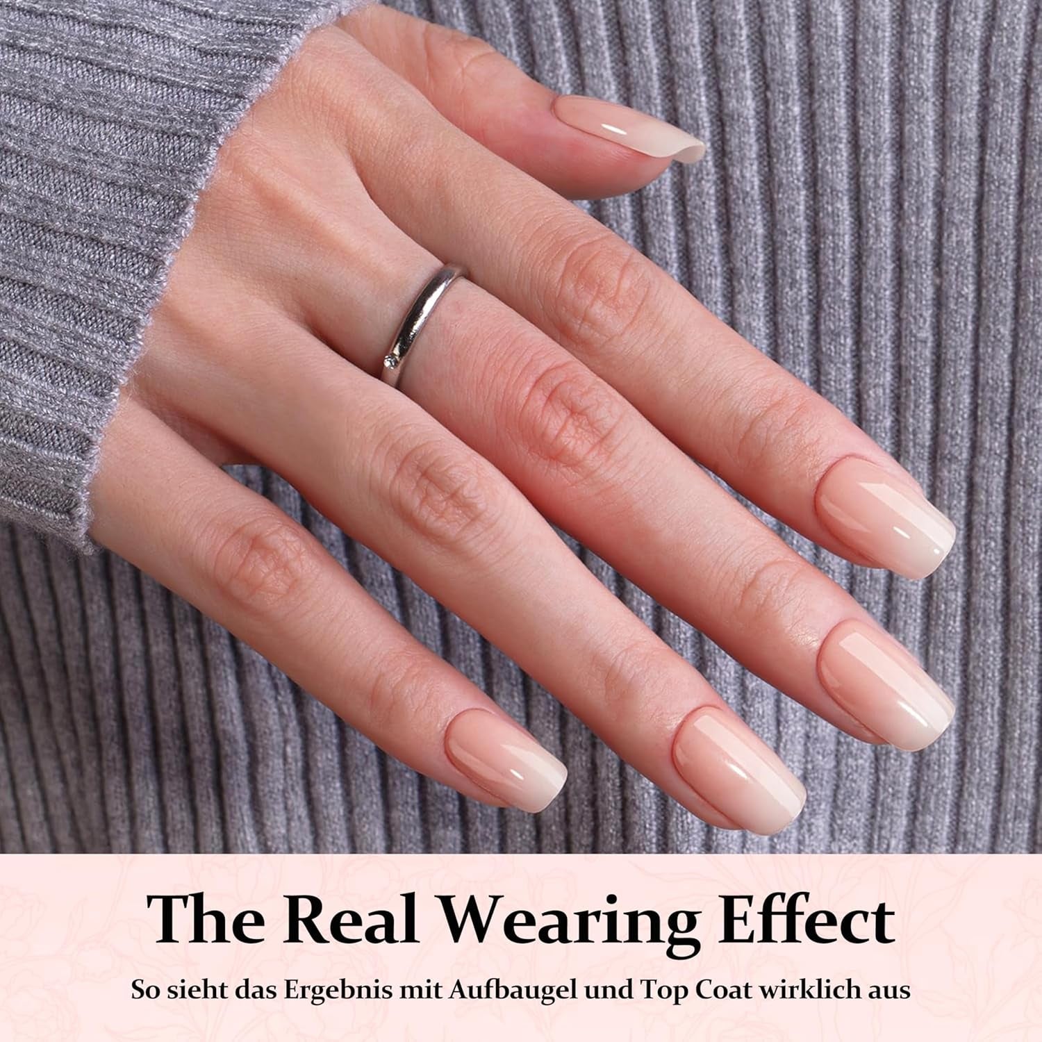 240 stuks gradiënt vierkante nagels set, naakt witte gradiënt kunstnagels voor oliepenlijm, medium ombre natuurlijke nepnagels voor vrouwen DIY (naakt vierkant)