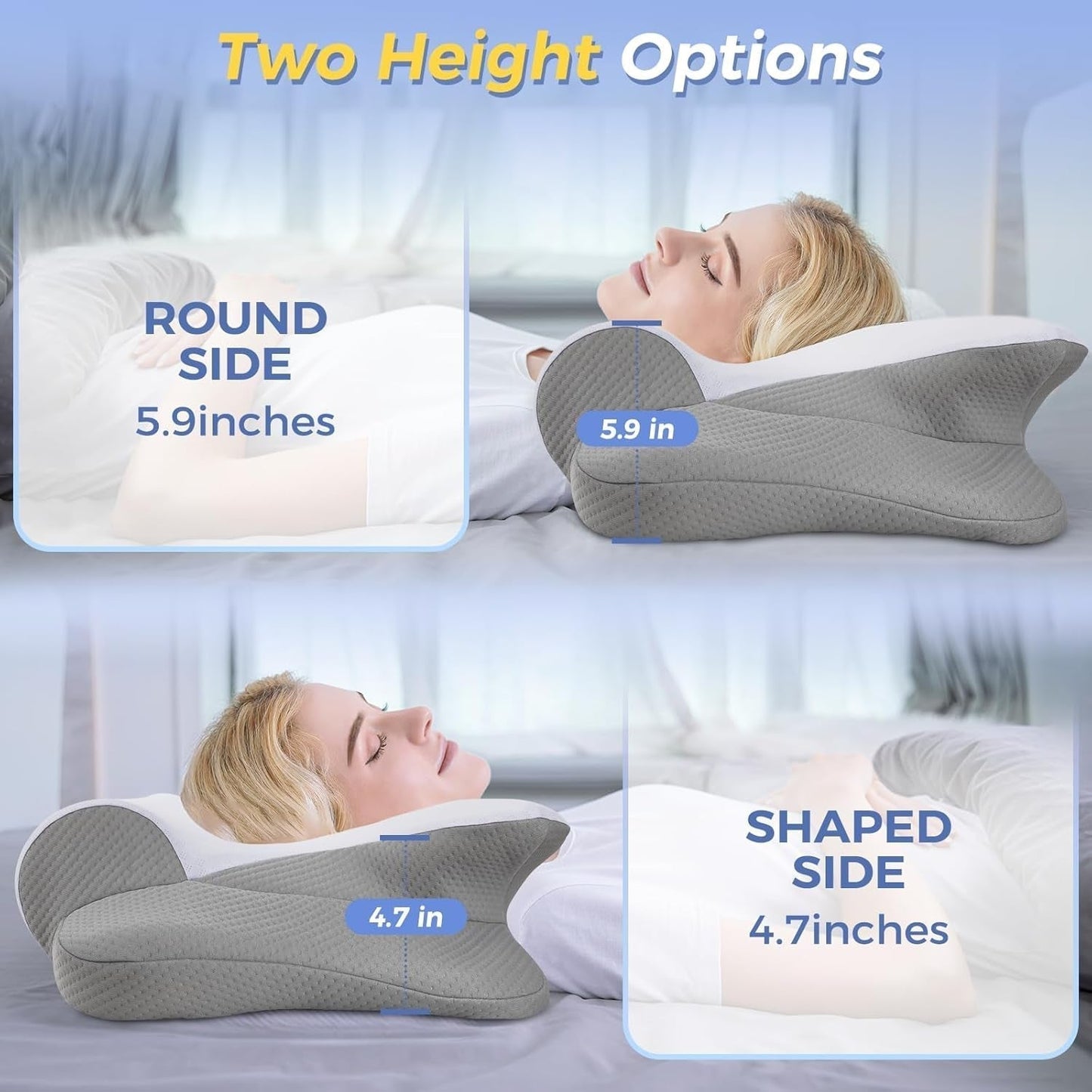 SAHEYER Nekkussen 2 in 1 Ergonomisch neksteunkussen en nekrolkussen Orthopedisch kussen voor zijslapers Memory Foam kussen voor zijslapers Rug- en buikorthopedische nekkussens Naty Shop