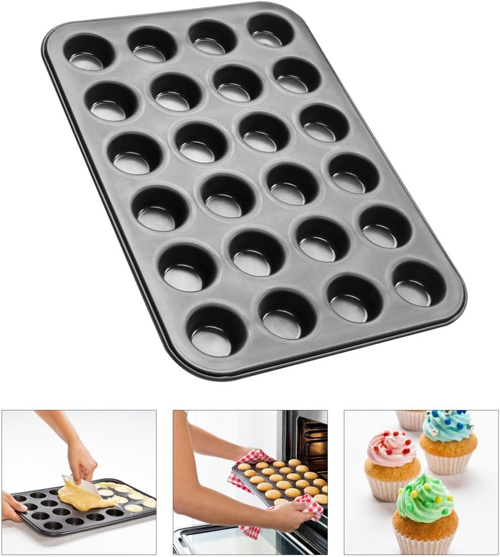 Zenker 6541 Zwart Metallic 24Er Mini-Muffinform – Antihaftbeschichte Für Perfekte Mini-Muffins, Ø 4,5 Cm, ​​Made in Germany Vormen en bakplaten Naty Shop
