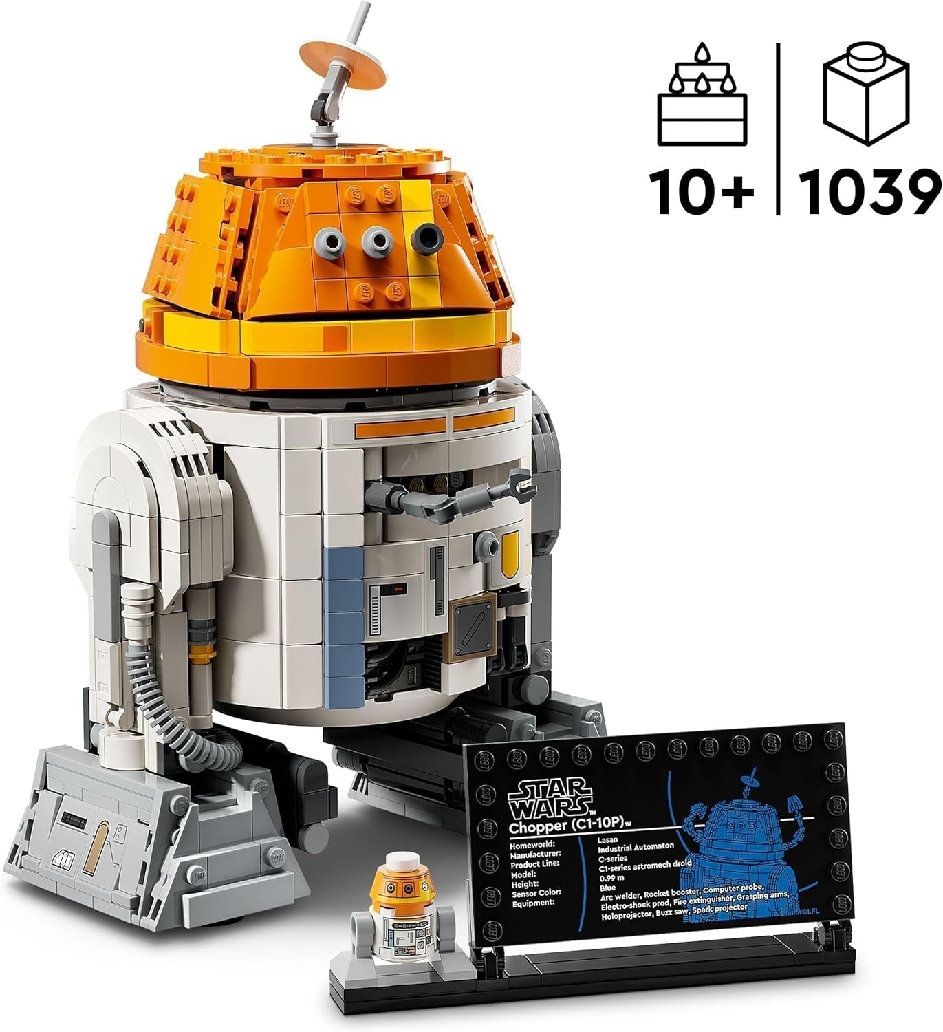 LEGO Star Wars figuur 75416 Ahsoka Astromech Droid Chopper (C1-10P) - speelgoed met beweegbaar hoofd, afneembare armen en centraal wiel - cadeau voor Ahsoka-fans, jongens en meisjes vanaf 10 jaar Bouwsets Besuche den LEGO-Store