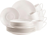 MÄSER 934105 Belmira-serie, klassieke koffieset voor 6 personen, 18-delige koffieset, tijdloos, elegant, delicaat, porselein, wit