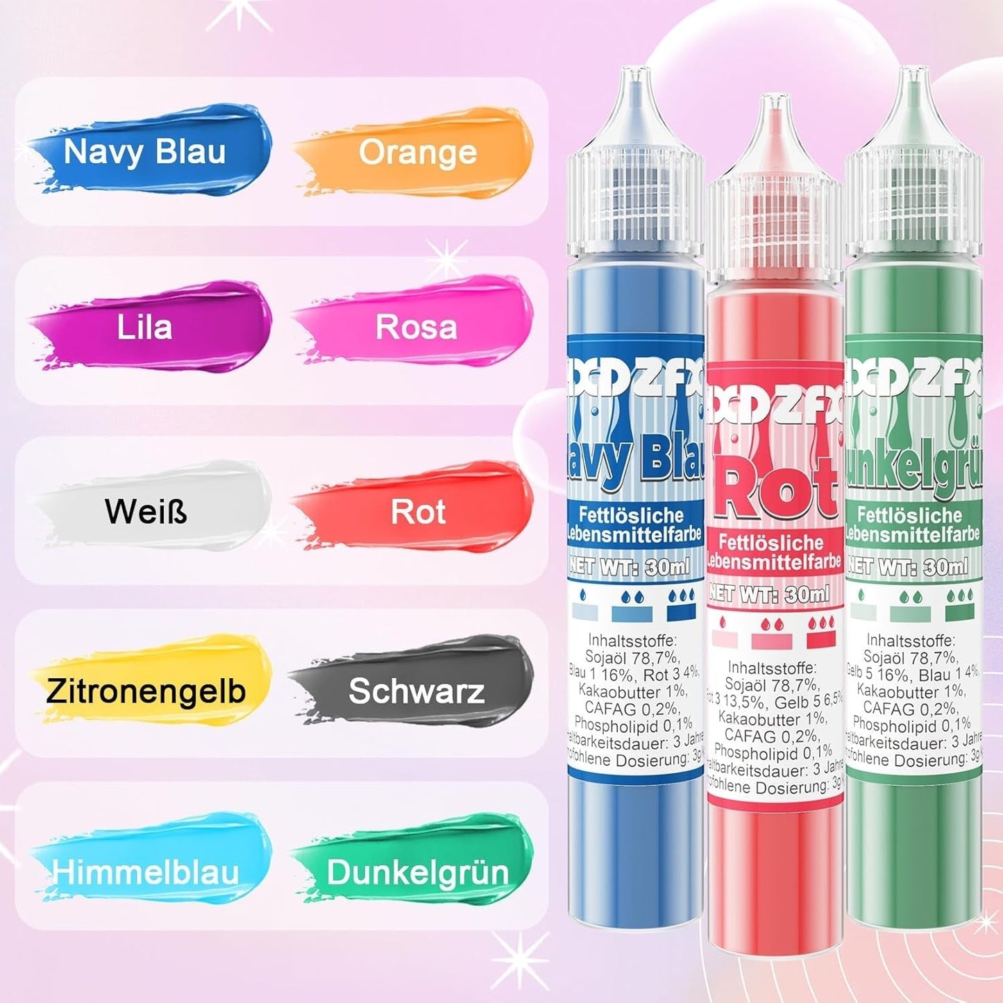 Vetoplosbare kleurstof - 30 ml geconcentreerde kleurstof op oliebasis voor chocolade kleurstofset voor taartdecoratie, fondant, botercrème, bakken, handwerk (marineblauw)