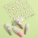 JMEOWIO 6 Blatt 3D Nagelsticker Goldene Onregelmatige Geometrische Nail Art Sticker Selbstklebend Nagelaufkleber 5D Stereoskopische Decoratie Nageldesign Zubehör