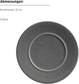 MÄSER Unico-serie, serviesset voor 2 personen, tijdloos, elegant, 8-delig keramisch servies, steengoed, antraciet